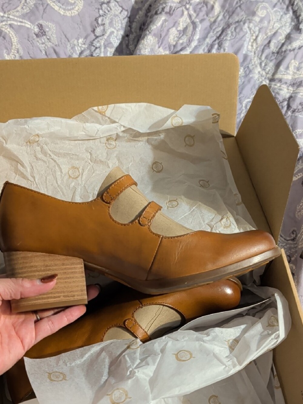 Born Karalee Leather Mary Jane Block Heel